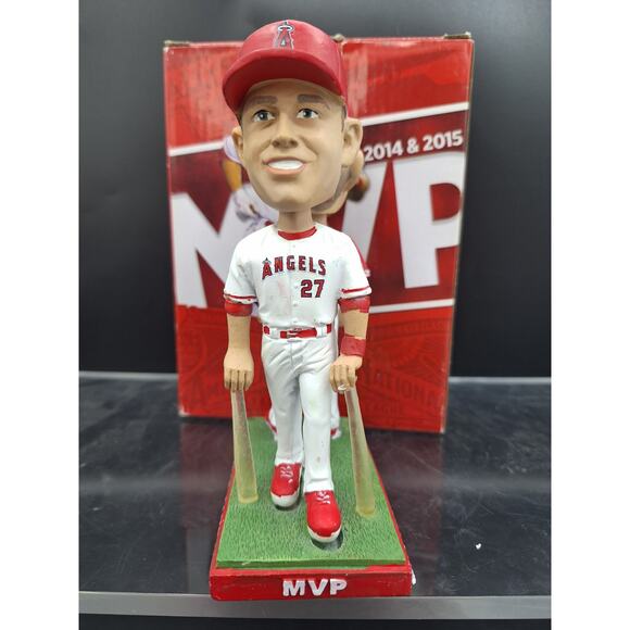 Mike Trout Angels MVP 2014 & 2016, All Star 2014 & 2015 Double Bobblehead (516) - Picture 2 of 14